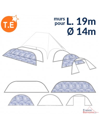 Parois blanches pour tente étoile 2 mâts L.19m Ø14m