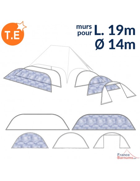 Parois blanches pour tente étoile 2 mâts L.19m Ø14m