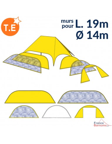 Parois jaunes pour tente étoile 2 mâts L.19m Ø14m