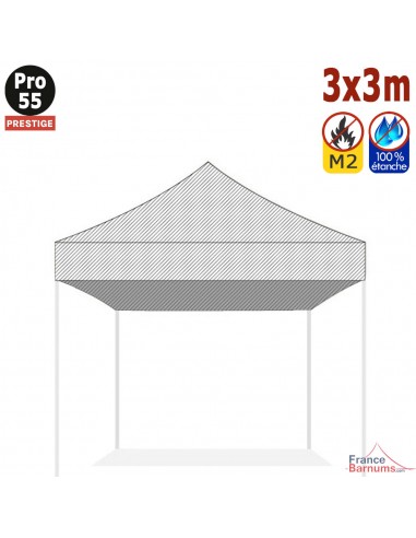 Bâche de toit BLANCHE 3x3m pour barnum pliant Gamme Alu Pro 55 Prestige