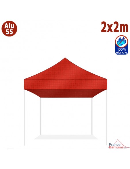 Bâche de toit ROUGE 2x2m pour barnum pliant Gamme Alu 55