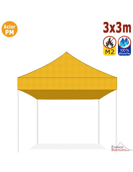 Bâche de toit JAUNE 3x3m pour barnum pliant Gamme Acier Premium