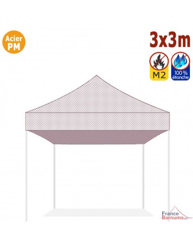 Bâche de toit ROSE POUDRE 3x3m pour barnum pliant Gamme Acier Premium