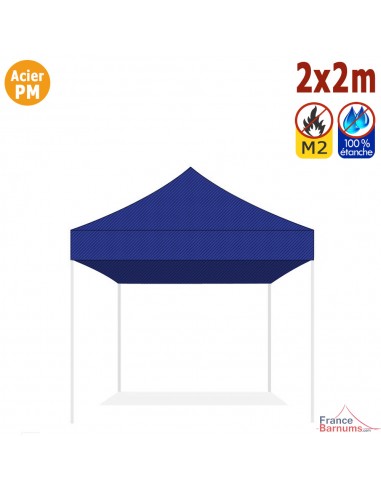 Bâche de toit BLEUE 2x2m pour barnum pliant Gamme Acier Premium