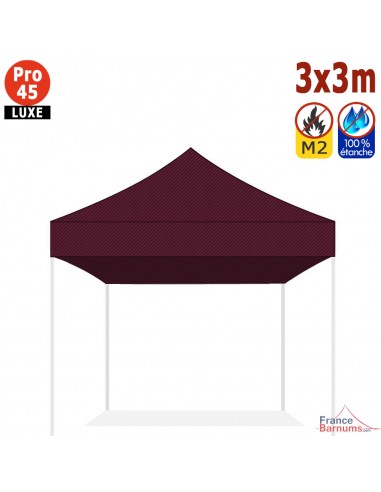 Bâche de toit BORDEAUX 3x3m pour barnum pliant Gamme Alu Pro 45 Luxe