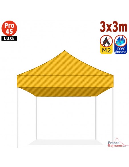 Bâche de toit JAUNE 3x3m pour barnum pliant Gamme Alu Pro 45 Luxe