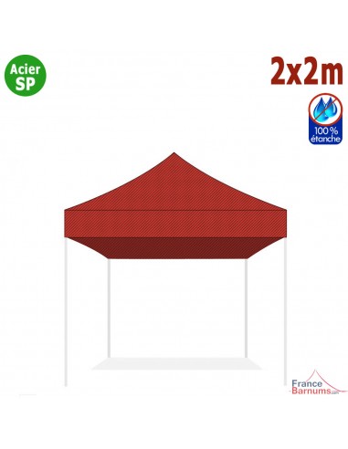 Bâche de toit ROUGE 2x2m pour barnum pliant Gamme Acier Semi Pro