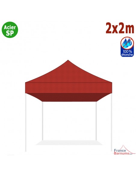 Bâche de toit ROUGE 2x2m pour barnum pliant Gamme Acier Semi Pro