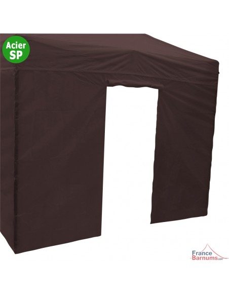 Paroi porte 3m cacao 180g pour barnum pliant Acier Semi-Pro