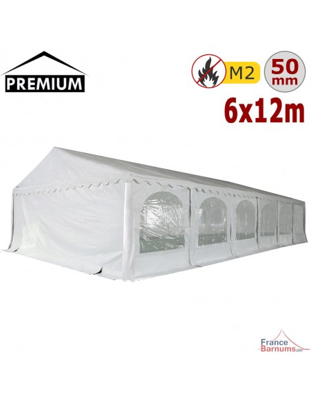 Tente de réception - Chapiteau PREMIUM en PVC de 6m x 12m avec Tubes de 50mm