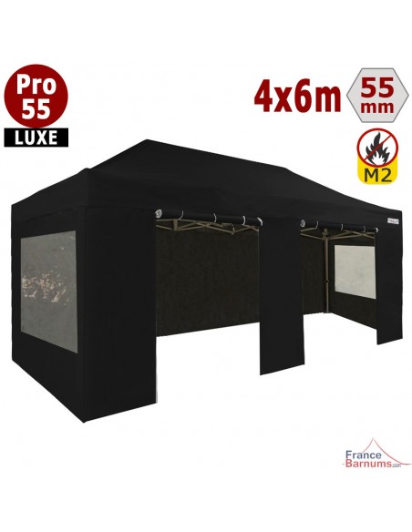 Barnum pliant Alu Pro 55 Luxe noir à 4 pieds de 580g/m²