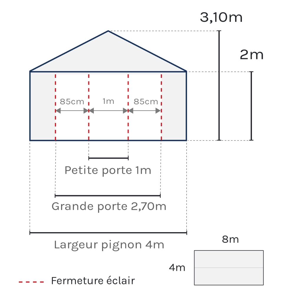 dimensions de la tente de réception