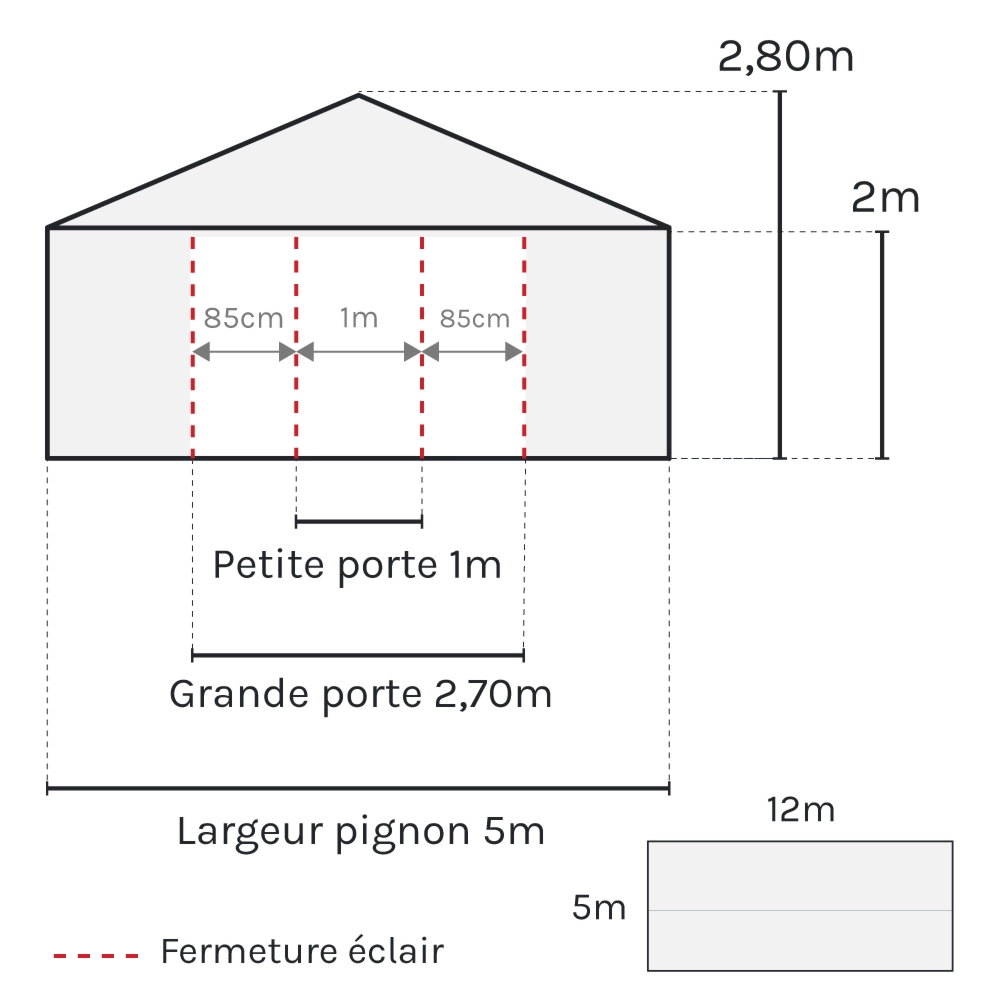 dimensions de la tente de réception