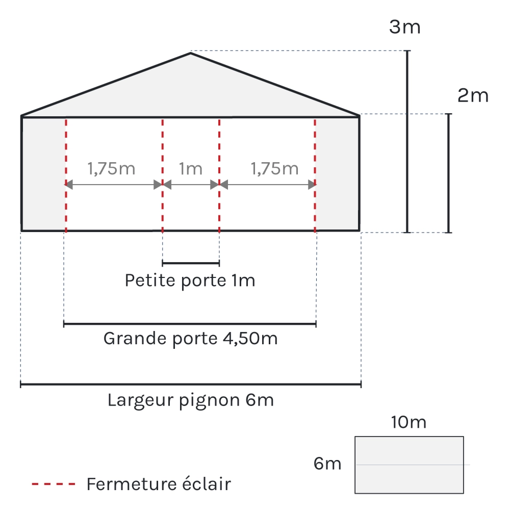 dimensions de la tente de réception